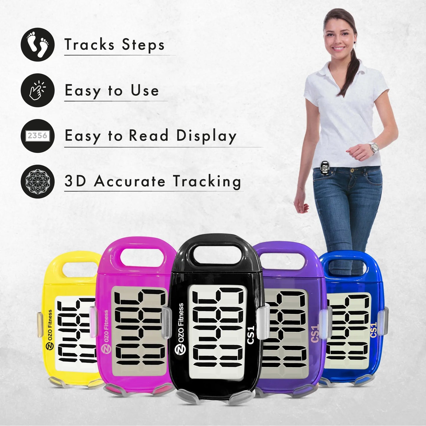 Easy-to-Use Pedometer for Seniors - Various Colours