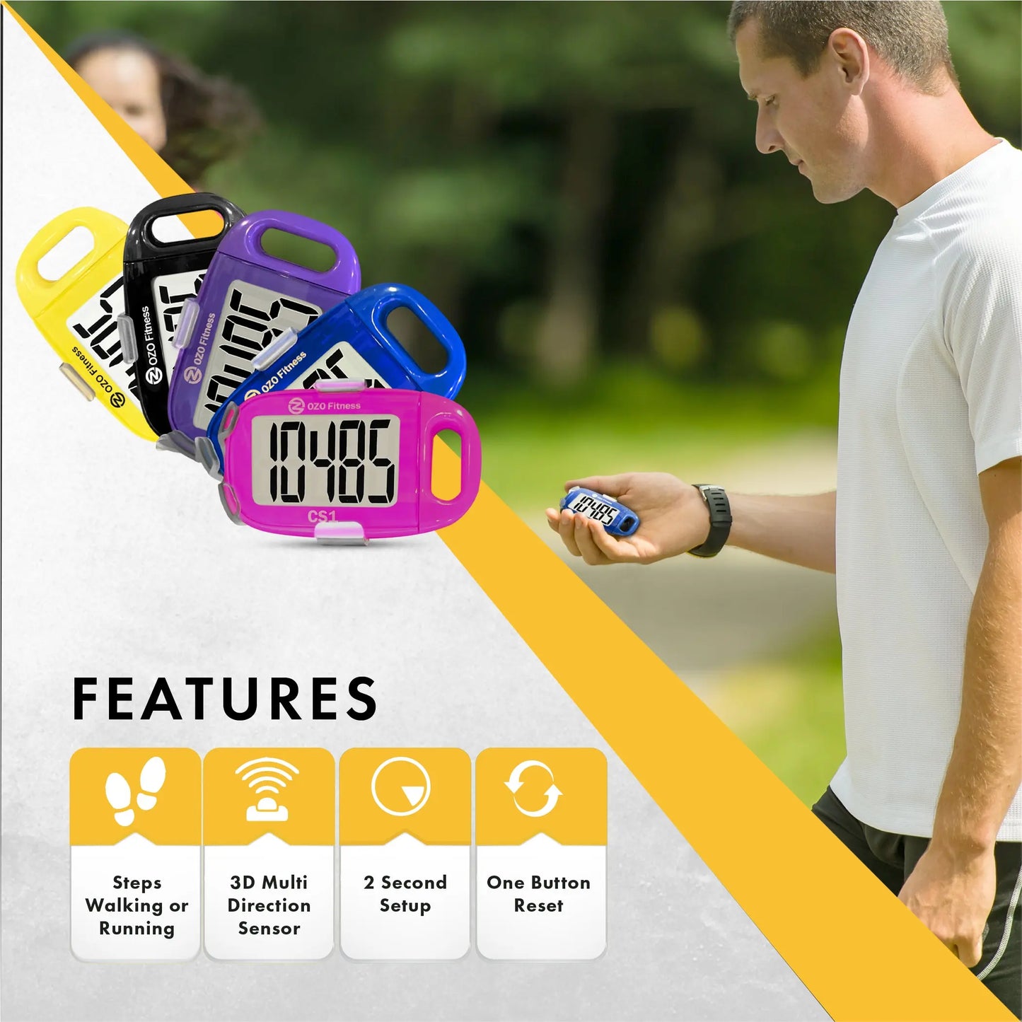 Easy-to-Use Pedometer for Seniors - Easy to See & Reset